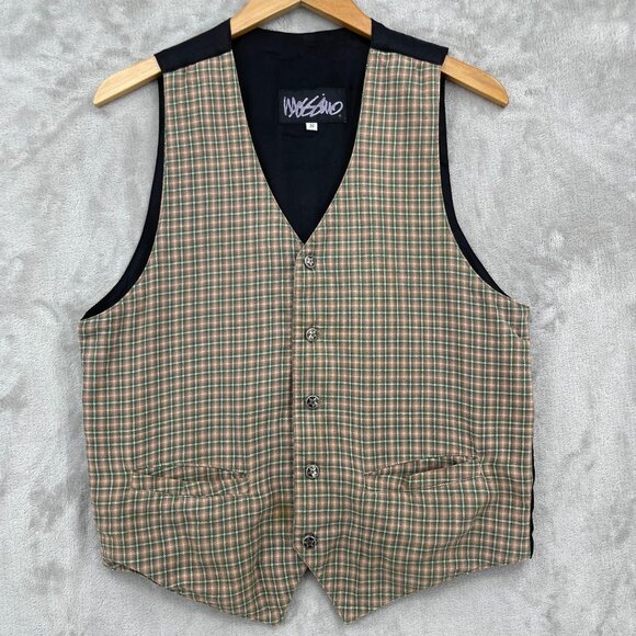 Vintage 90s Plaid Flannel Button Front Vest USA Made Skater Grunge - Picture 1 of 12